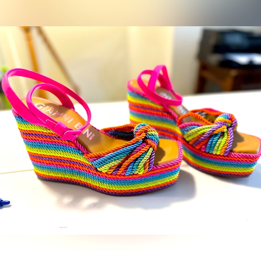 Gianni Bini Espadrille Knotted Platform Wedge